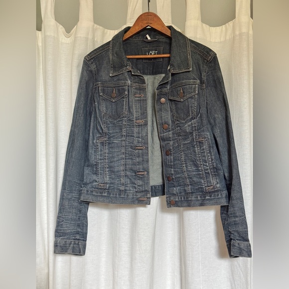 LOFT Jackets & Blazers - LOFT Dark Indigo Denim Jacket with Chest Pockets